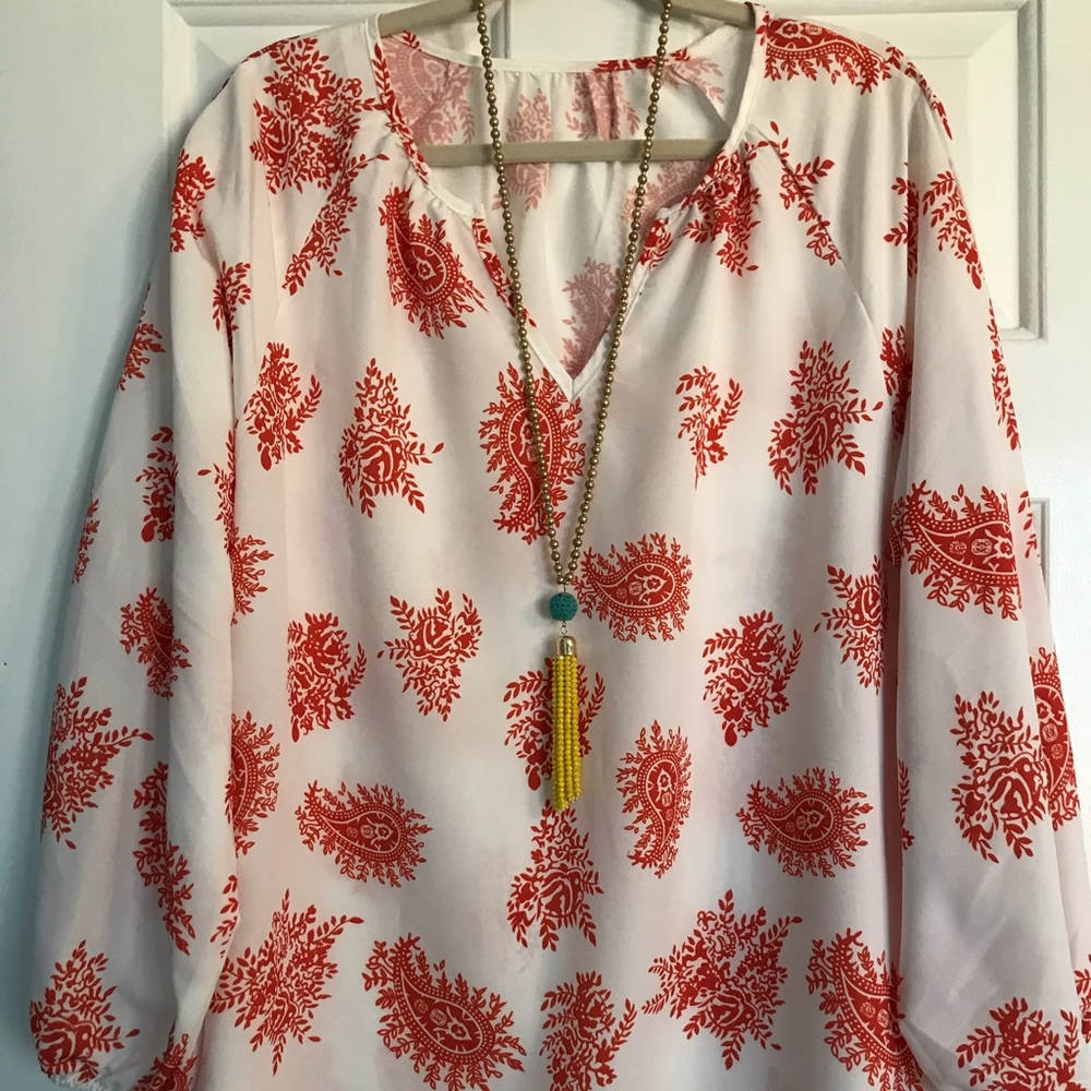 Set of (2) womens boho style paisley print blouses